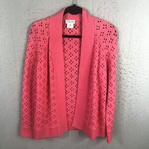 St John Sport Cardigan Womens Small Hot Pink Wool Knit Sweater Old Money Easter